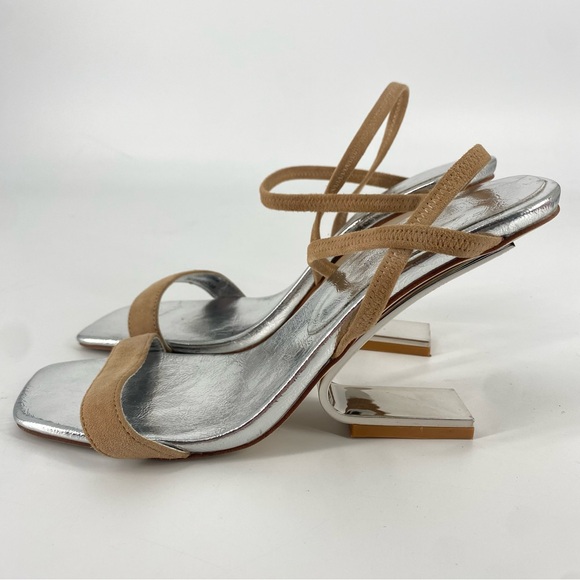 Jeffery Campbell Geometric Sandal Silver and Tan - Picture 4 of 7